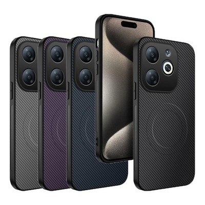 Carbon fiber Texture Leather Back Cover Case For Tecno Spark Go / 20C 20 / Pop 8