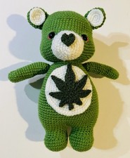 Handmade Crochet Green Canna Care Bear