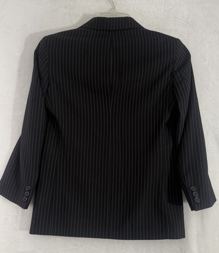 Boys Van Heusen Suit 12 Black Pinstriped Jacket Pants Set Blazer Wedding - Picture 5 of 9