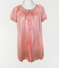 Vintage 60s Intime Of California Lingerie Top Coral Pink Size Small USA Lace