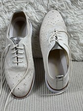 Cole Haan OriginalGrand Shoes Womens Size 8.5 Ivory Knit Wingtip Oxford Sneaker