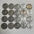 Silver Walking Liberty Half Dollars Lot of 20. 90 Percent Silver. 1930s And 40s.