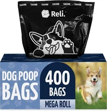 Reli. Dog Poop Bags (400 Bags - Large Single Roll) | Dispenser Box | 9x13" Large