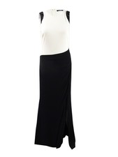 Lauren By Ralph Lauren Women's Sleeveless Colorblocked Gown (8, Black/White)