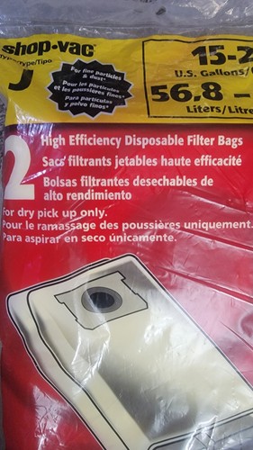 Shop Vac Confezione 2 Sacchetti Filtro Alta Efficienza Tipo J 15-22 Galloni # 90673 - Foto 3 di 6