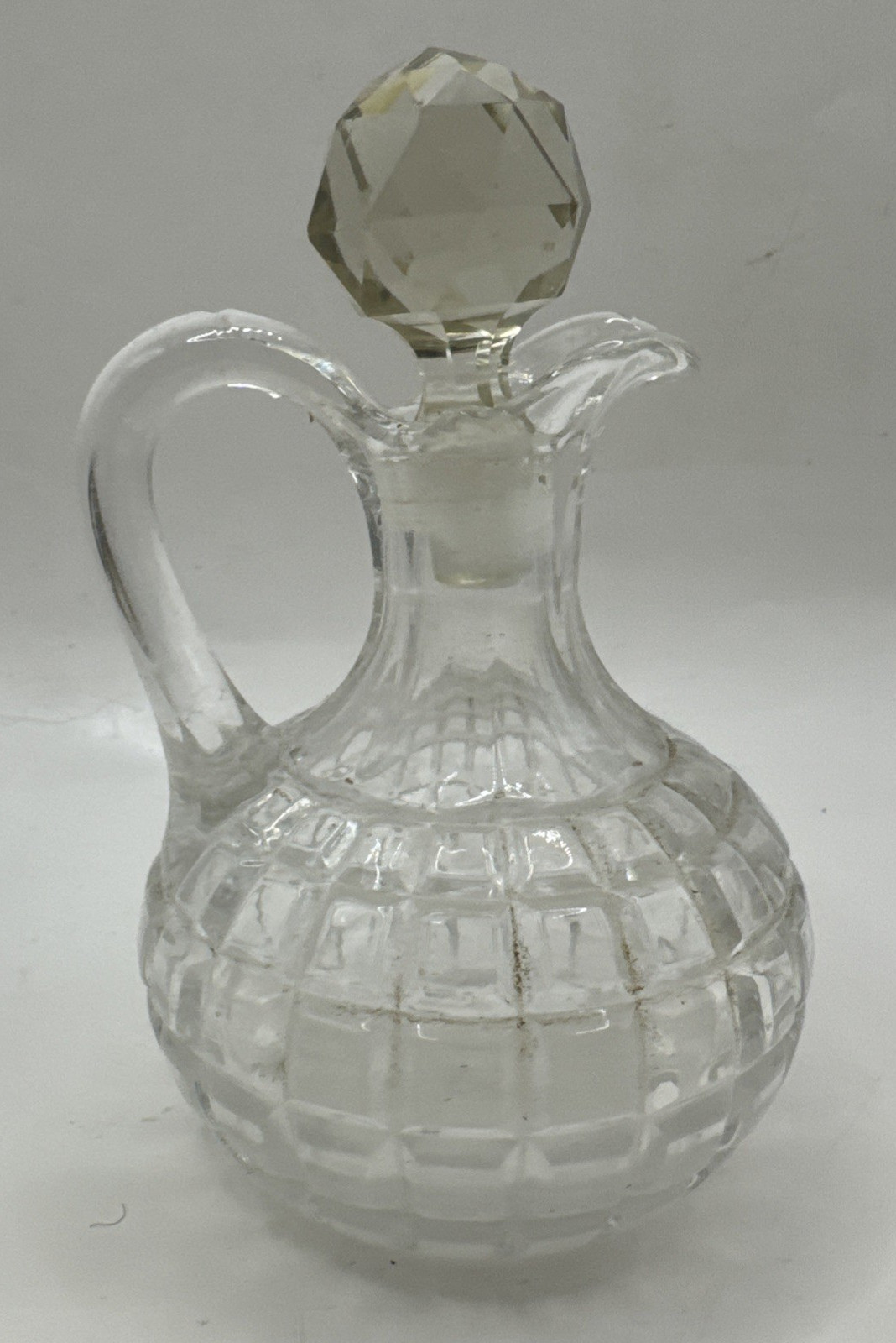 Vintage Set of 6 Clear Glass Cruets with Stoppers oil vinegar  Vtg