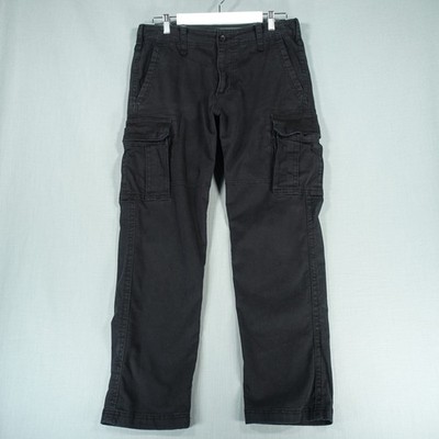 Hollister Cargo Trousers Mens W32 L32 Black Cotton Blend Utility Work Pocket Y2K