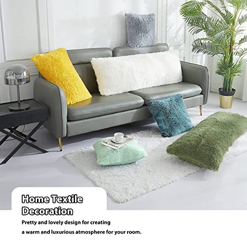 Off White Body Pillow Cover,Luxury Shaggy 54" x 20" (Pack of 1) Light Beige - Foto 6 di 6