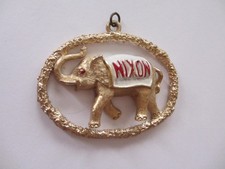 Large Heavy Richard Nixon 1968 Gold Metal Elephant Jewelry Charm