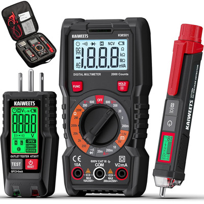Electrical Test Kit with Digital Multimeter, Voltage Tester & GFCI Outlet Tester