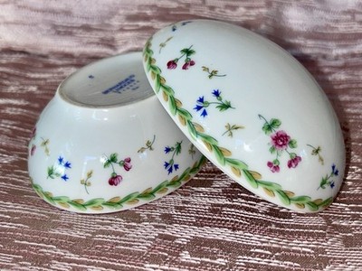 EXQUISITE BERNARDAUD LIMOGES FRANCE POE EGG SHAPED TRINKET BOX