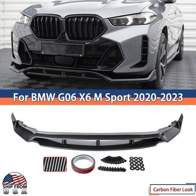 NEW For BMW G06 X6 M Sport 2020-2025 Front Bumper Lip Splitter Carbon Fiber Look