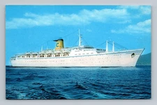 Postcard Cruise Ship T.S. Flavia Ocean Liner Italian Crew vintage