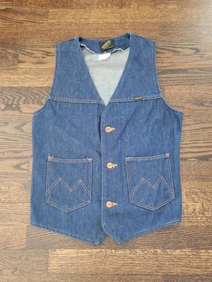MAVERICK Automaticks Western Vintage Denim Button Jean Vest Size Small EXCELLENT