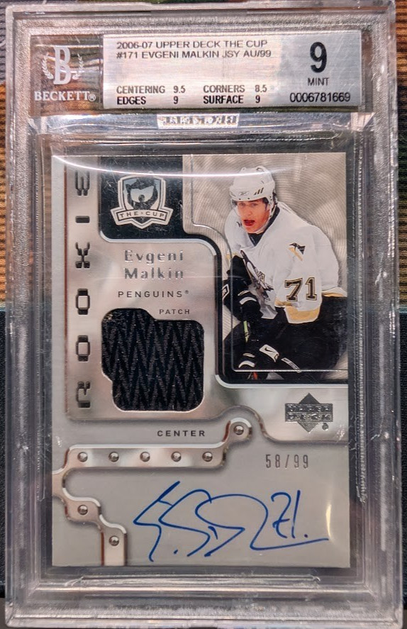 Evgeni Malkin 2006-07 Upper Deck The Cup Auto Rookie Patch Card #171 /99 BGS 9