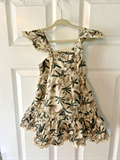 Tommy Bahama Girls 2T Sundress Beige /Green Tropical Palm Trees Pineapples