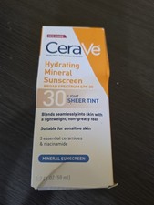 CeraVe Hydrating Mineral Sunscreen SPF 30 Light Sheer Tint 1.7 oz Exp: 06/2026