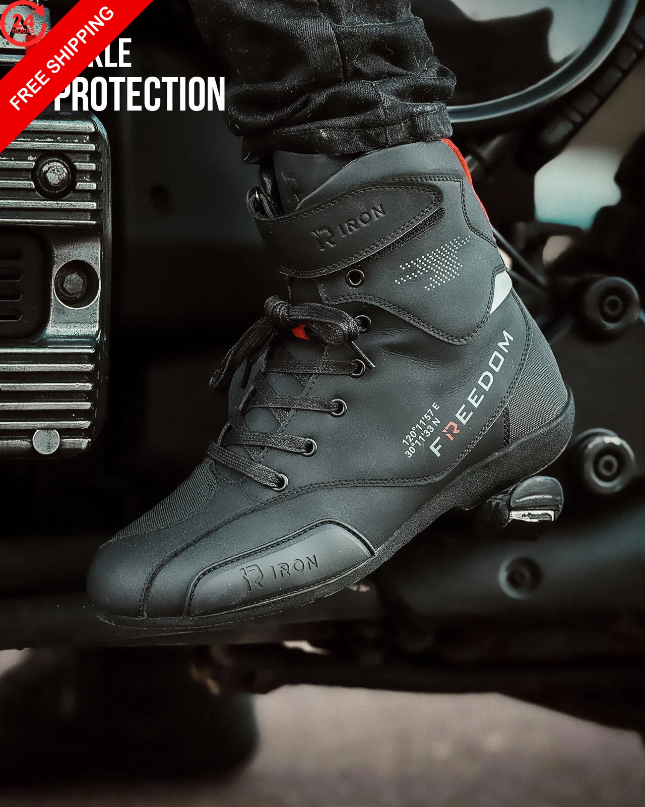 RIDEIRON Motorcycle Shoes for Men CE Certified (EN 13634) 11, Black image 3