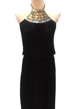 VINCE CAMUTO Blouson Maxi Halter Dress w/Pleating on top & Sequin Top (Sz.10 NWT