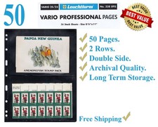 50 Lighthouse Vario 2S Pages 2 Pocket For Stamp Currency Album Double Side Black