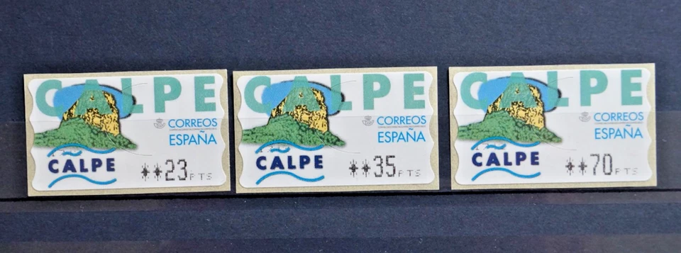 España ATM Mi.Nr. 27 ** Juego 23 - 35 - 70 PTs 4 dígitos aparatos estrechos n.º 1742 - Imagen 1 de 1