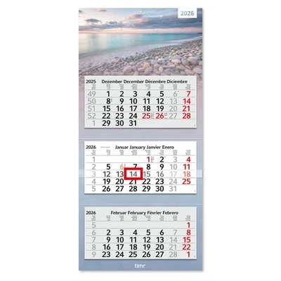 TIMR 3-Monatskalender 2026 - Wandkalender mit Schieber mehrsprachig I tr331