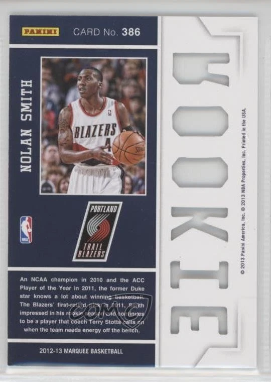 2012-13 Panini Marquee Nolan Smith #386 Rookie RC - Image 2 of 2