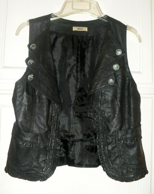 Hendi BLACK FAUX LEATHER VEST Modelo 7082 Women's Juniors Trendy Size Medium