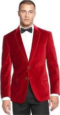 Men Velvet Coat Jacket Blazer Fashion Designer Red Grooms Wedding Tuxedo Casual