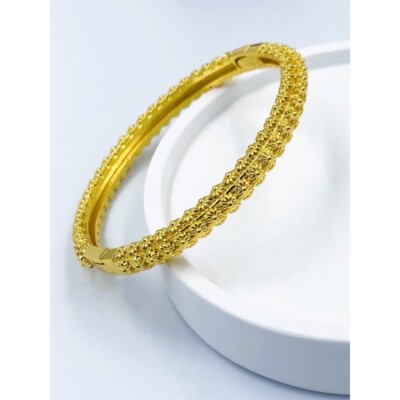 Gold bracelet with Thai flower pattern, plated with real 24K