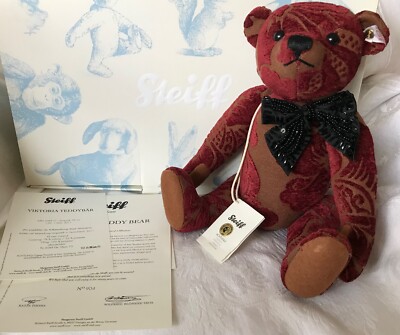 2011 Ltd Ed Steiff #036910 - VIKTORIA / Victoria - Burgundy Brocade w/ Black Bow