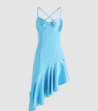 CIDER BLUE SATIN MINI DRESS SIZE L BNWT PARTY CLUB SEXY