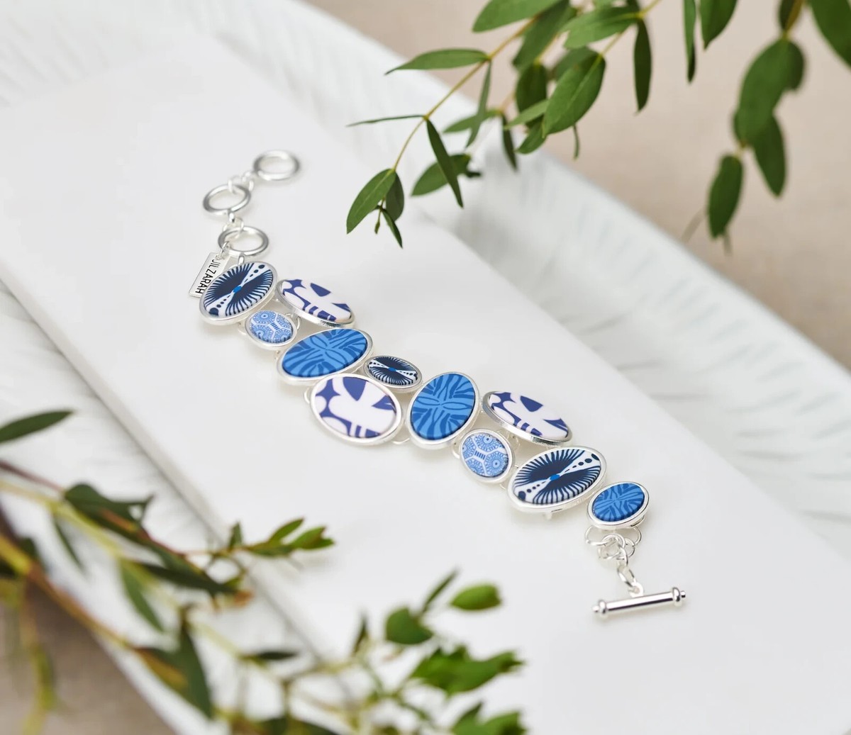 NEW JILZARA Premium Clay Beads SANTORINI BLUE WHITE COBBLESTONE