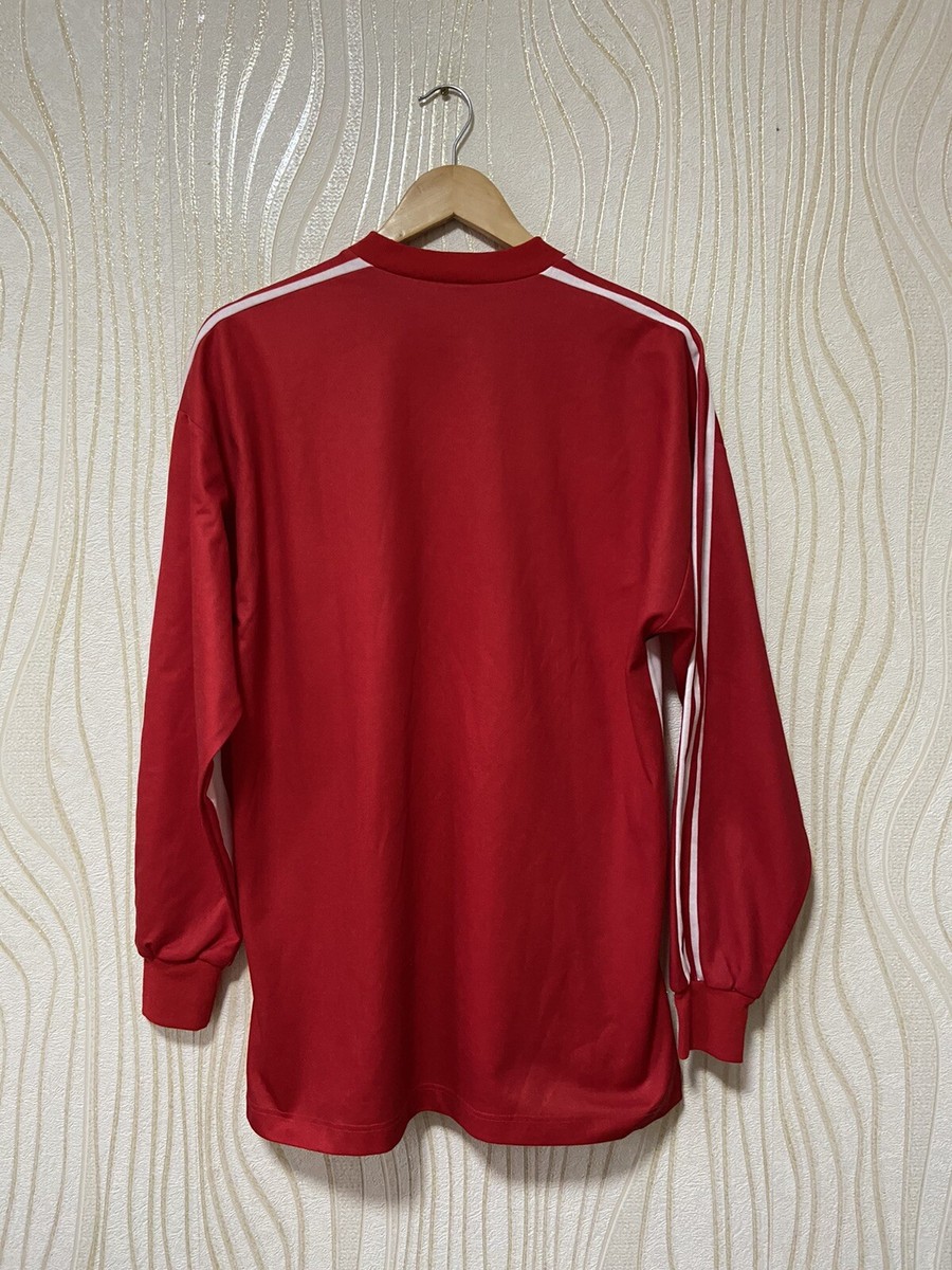 ADIDAS 90s FOOTBALL SHIRT SOCCER JERSEY LONG SLEEVE sz M RED | eBay