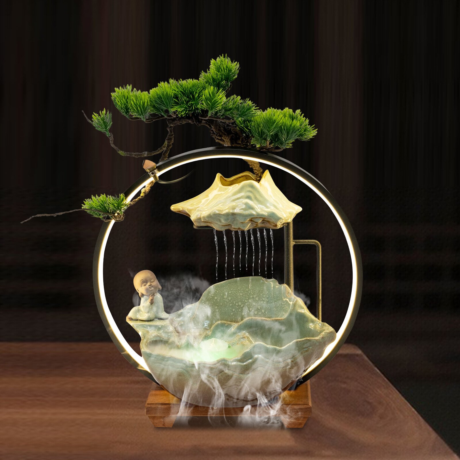 Corded Electric Desktop Fountain with Water Pump Home Decor Indoor Ornament US