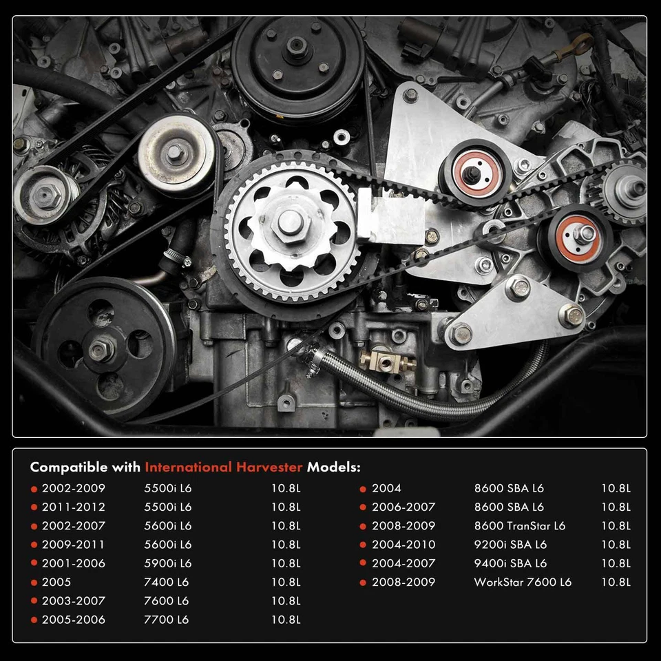 Kit de 3 componentes de transmisión por correa Serpentine para International Harvester 5500i 10,8 L Foto 2 de 4