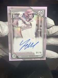 2024 Bowman Chrome Yohandy Morales 1st Bowman Pearl Refractor Auto 01/10 On Card