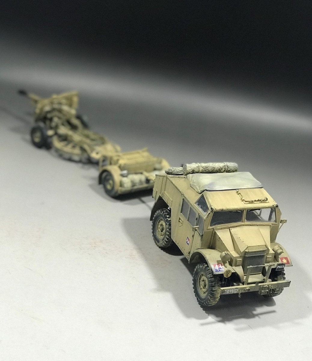 1/35 Built British Quad Gun tractor & 25pdr. Field Gun w/ammo