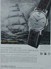 ADVERTISEMENT LONGINES FLAGSHIP AUTOMATIC SAILBOAT SEA WATCH 1961 FRENCH AD PUB
