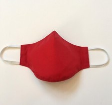 Handmade Adult Cloth Face Mask Solid Red with nose wire chin piece lined Cotton