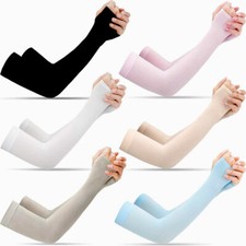 UV Protection Cooling Arm Sleeves Cover Women Mens Sleeves Cover with Thumb Hole