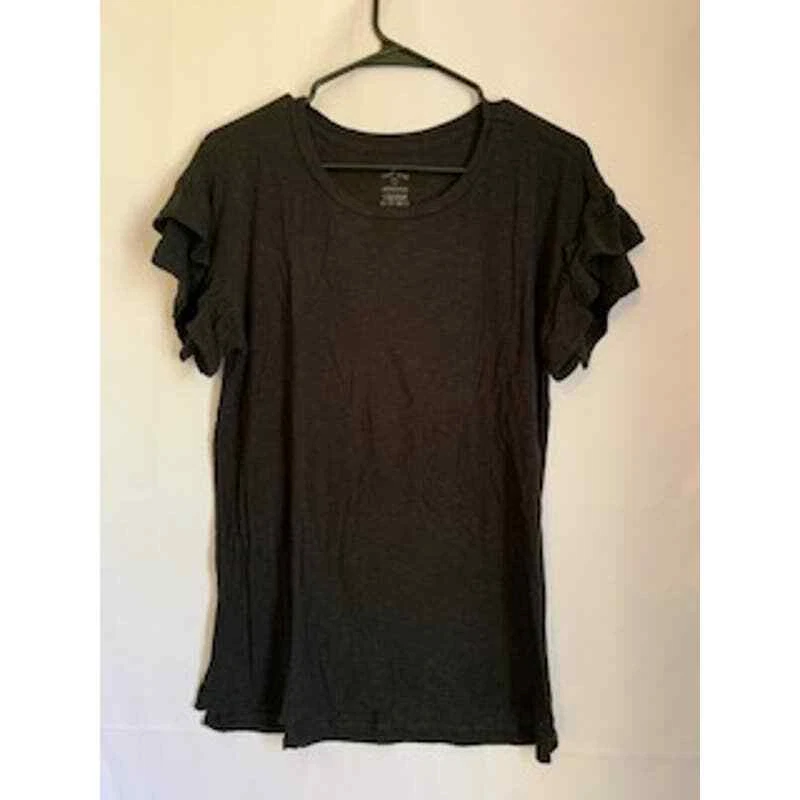 Aerie Just Add Leggings XS Oversized Black Ruffle Sleeve Women's T Shirt