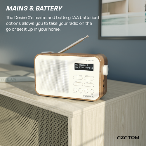 DAB+ DAB FM Radio Reloj Alarma Altavoz Portátil Azatom Desire X Nogal - Imagen 6 de 7
