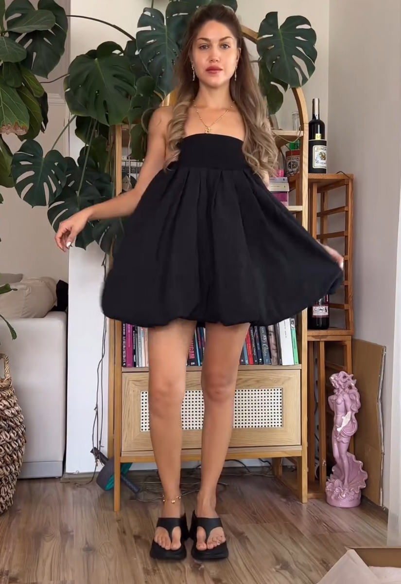 LAYERED BALLOON HEM DRESS ブラック Zara Short Balloon Voluminous Hem Dress Black Size M L