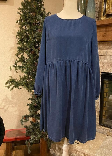 OLD NAVY Denim Lyocell Lightweight Bohemian Babydoll Dress Size SMALL