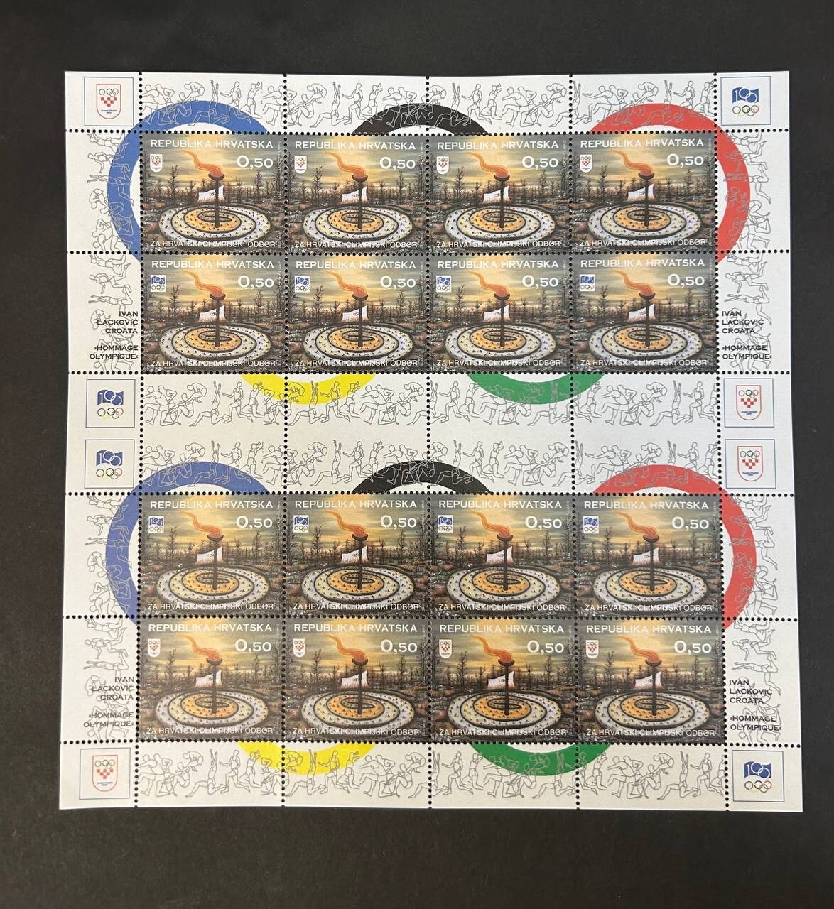 Croatia 1994 mini-sheet of stamps Mi# Olympics Ovpt Ivan Lackovic MNH