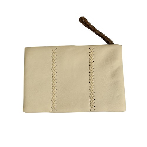 Callista Crafts off white leather with brown braided wristlet clutch bag handbag - Picture 2 of 9