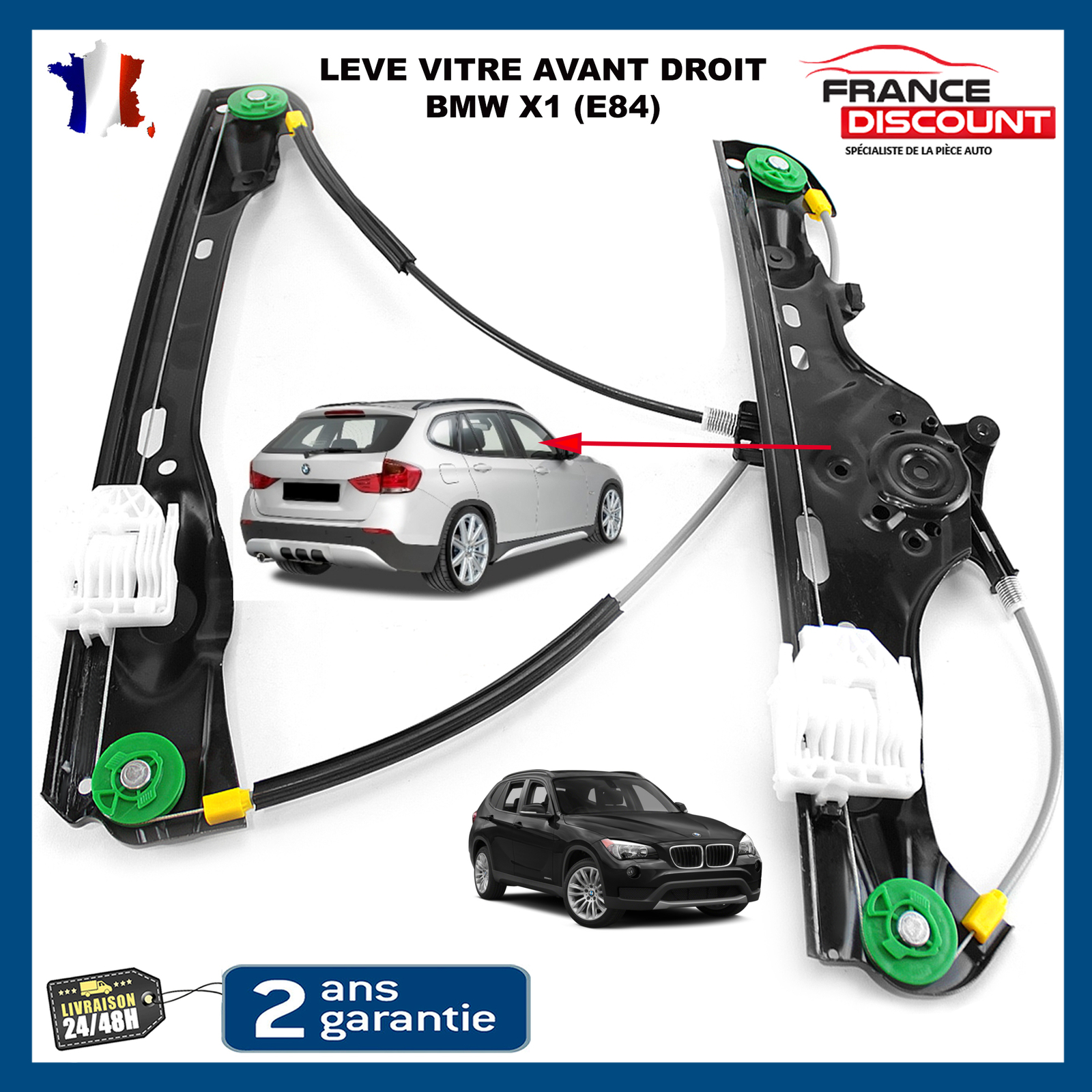 Mécanisme lève-vitre avant droit BMW X1 E84 remplacement pour réparation portière passager