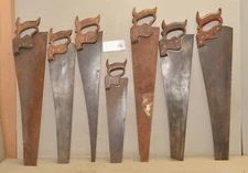 7 antique hand saw Disston & more collectible woodworking parts repair lot H6