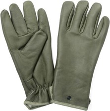 New Vintage French Army green leather lined gloves military deadstock winter